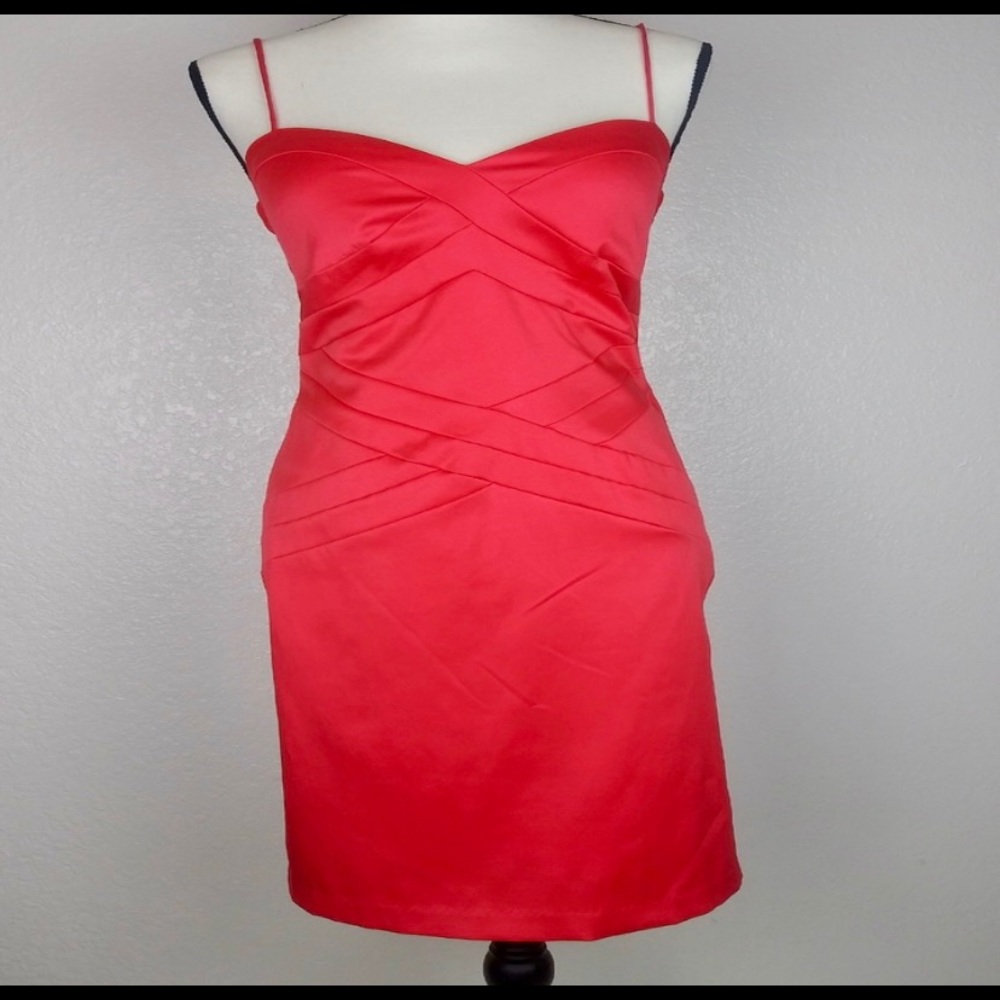 BISOU BISOU | Coral Bodycon Satin Dress